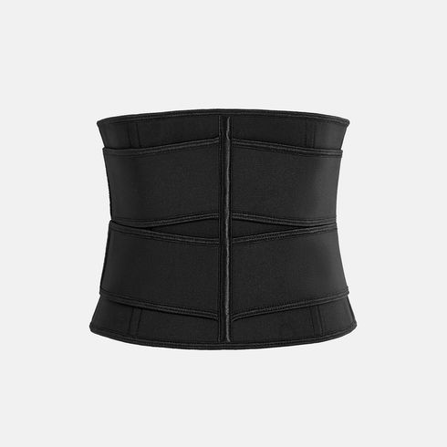 Women Sweat Waist Trainer Underbust Corset Trimmer Double Shaper Belt Workout Sport Girdle Black big image 4