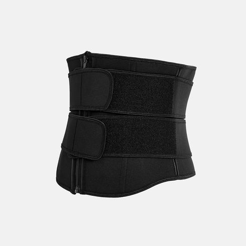 Women Sweat Waist Trainer Underbust Corset Trimmer Double Shaper Belt Workout Sport Girdle Black big image 2