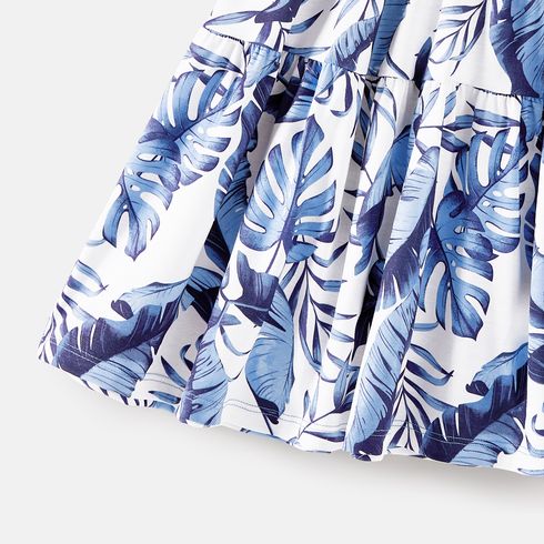 Family Matching Allover Leaf Print Naia™ Cami Dresses and Short-sleeve Colorblock T-shirts Sets lightbluewhite big image 17