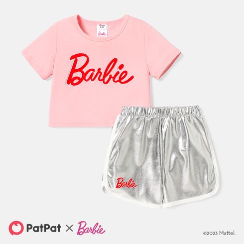 Barbie 2pcs Kid Girl Short-sleeve Cotton Tee and Elasticized Shorts Set