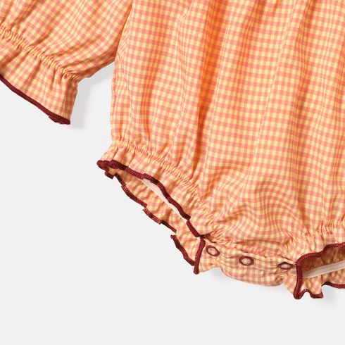<Sweet Orange Dream> Baby Girl Embroidered Gingham Pattern Series Orange- big image 6