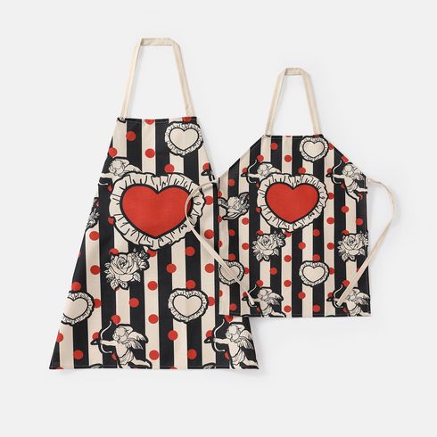 Cupid & Heart Print Apron for Mom and Me (Pattern Position Random)