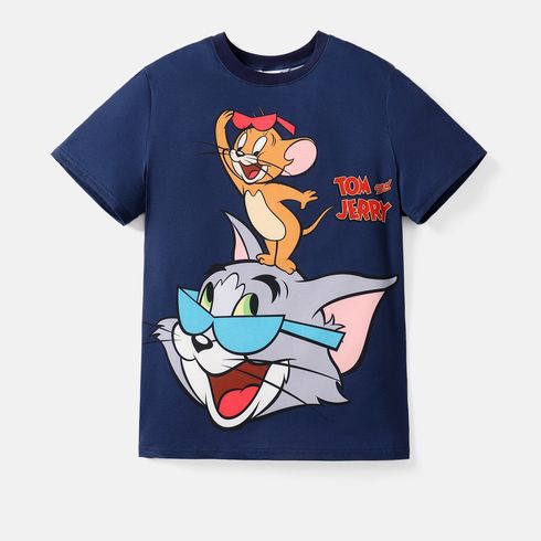 Tom and Jerry بلايزر إطلالة العائلة طوق الجولة كم قصير نقش حيوانات يوم الأب متعدد الألوان big image 5