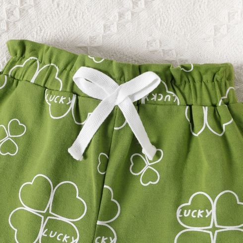 2pcs Baby Boy/Girl 95% Cotton Allover Leaf Print Short-sleeve Tee & Shorts Set Emerald big image 5