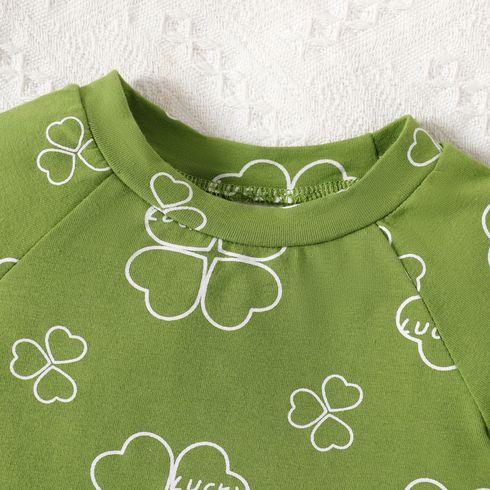 2pcs Baby Boy/Girl 95% Cotton Allover Leaf Print Short-sleeve Tee & Shorts Set Emerald big image 3