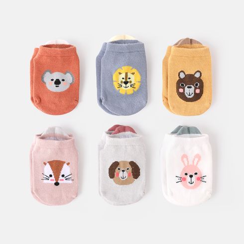 6 Pairs Baby / Toddler Cute Cartoon Animal Pattern Non-slip Grip Socks