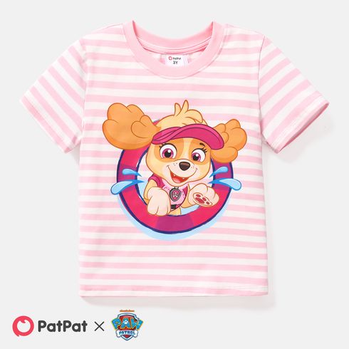 PAW Patrol Toddler Boy/Girl Stripe Short-sleeve Cotton Tee PinkyWhite big image 1