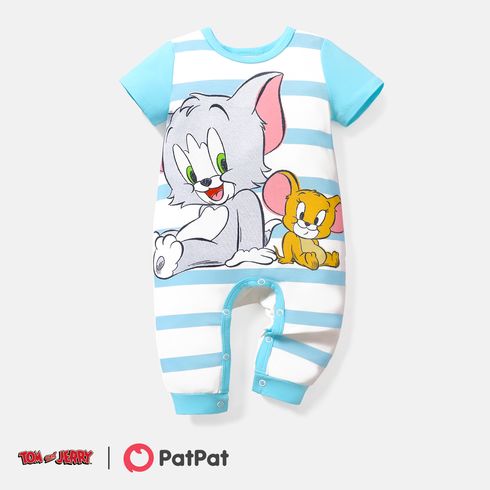 Tom and Jerry Baby Boy Short-sleeve Graphic Print Polka Dots or Striped Jumpsuit