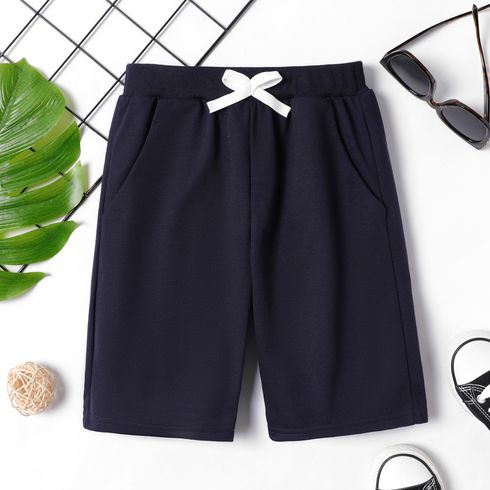 Kid Boy/Girl Face Graphic Print Short-sleeve Tee / Elasticized Waist Solid Shorts Tibetan blue big image 1
