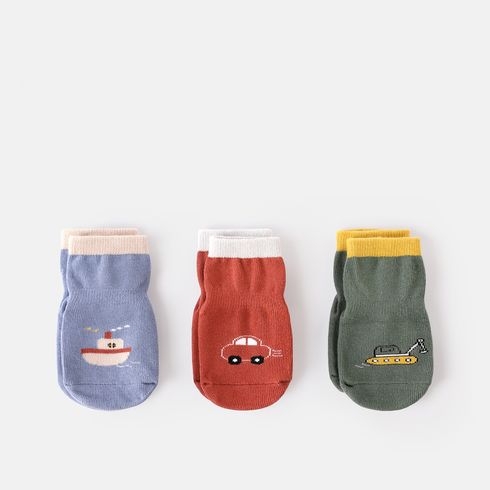 3 Pairs Baby / Toddler Transportation Pattern Non-slip Grip Socks