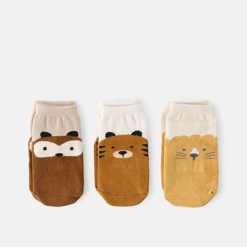 3 Pairs Baby / Toddler Cartoon Animal Pattern Non-slip Grip Socks