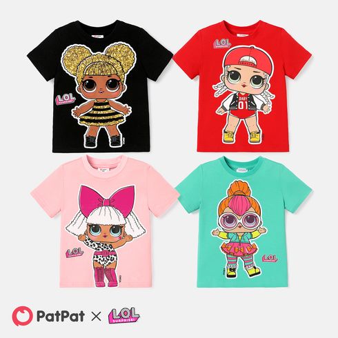 Lol. Überraschung! Kurzarm-Baumwoll-T-Shirt mit Charakterdruck für Kleinkinder/Kindermädchen