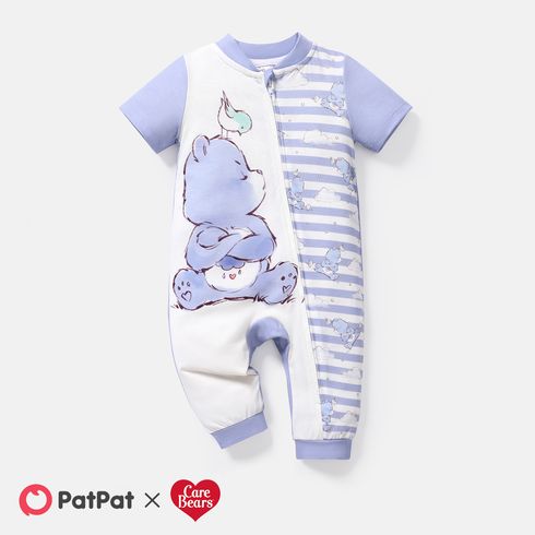Care Bears Baby Boy/Girl Short-sleeve Striped Bear Graphic Jumpsuit