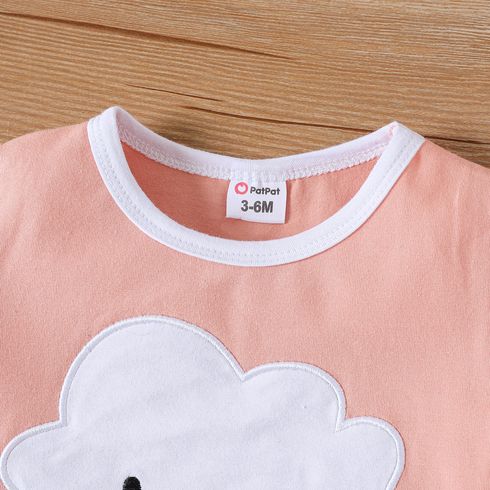 2pcs Baby Boy/Girl 95% Cotton Short-sleeve Cloud Design Tee & Shorts Set Pink big image 3