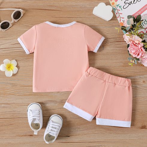 2pcs Baby Boy/Girl 95% Cotton Short-sleeve Cloud Design Tee & Shorts Set Pink big image 2