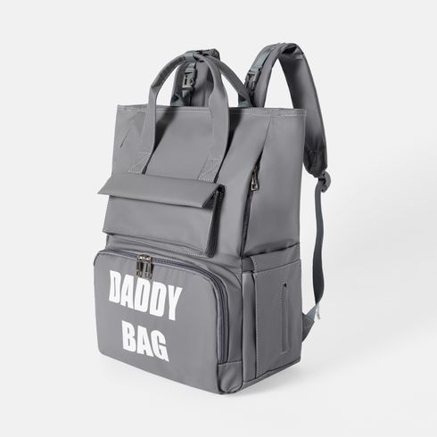 Diaper Bag Backpack Letter Print Stylish Daddy Bag Travel Back Pack Dark Grey big image 1