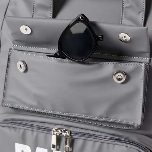Diaper Bag Backpack Letter Print Stylish Daddy Bag Travel Back Pack Dark Grey big image 6