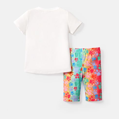 PAW Patrol 2pcs Toddler Girl Naia Rainbow Print Short-sleeve Tee and Leggings Shorts Set Multi-color big image 5