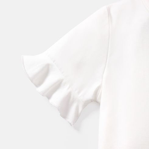 Barbie Kid Girl Glitter Print Short-sleeve Cotton Tee and Sequined Skirt Set White big image 5