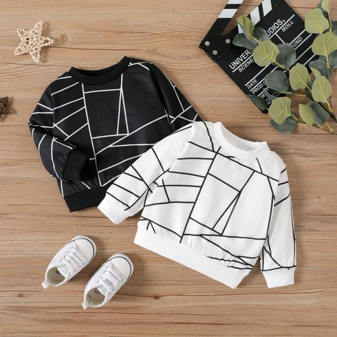 Baby Boy/Girl Geo Print Long-sleeve Pullover Sweatshirt Black big image 6