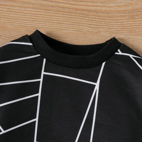 Baby Boy/Girl Geo Print Long-sleeve Pullover Sweatshirt Black big image 3