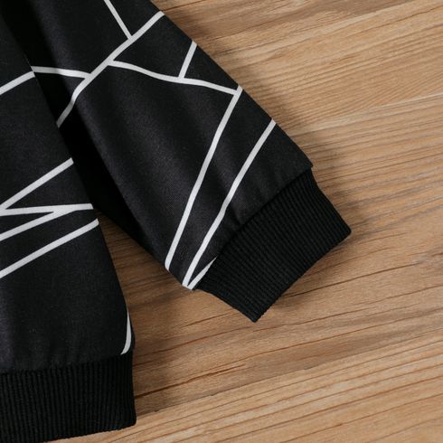 Baby Boy/Girl Geo Print Long-sleeve Pullover Sweatshirt Black big image 5