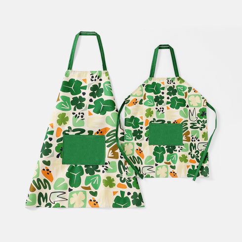 St. Patrick's Day Leaf Print Apron for Mom and Me (Pattern Position Random)