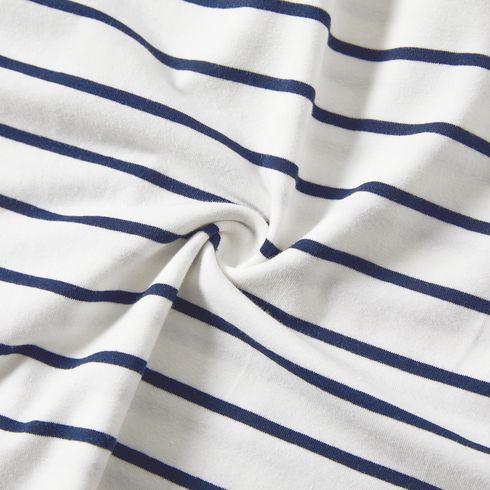 Family Matching 95% Cotton Striped Off Shoulder Belted Dresses and Short-sleeve Colorblock T-shirts Sets YellowBrown big image 17