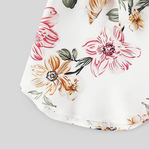 Family Matching Allover Floral Print Notched Neck Belted Dresses and Short-sleeve Colorblock T-shirts Sets Colorful big image 8