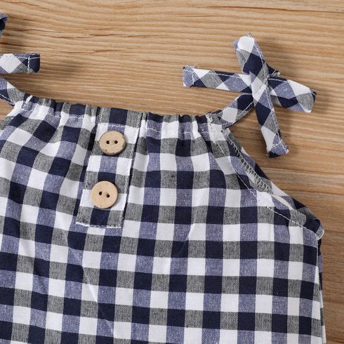 Baby Girl Gingham Pattern Bow Design Cami Romper PLAID big image 3