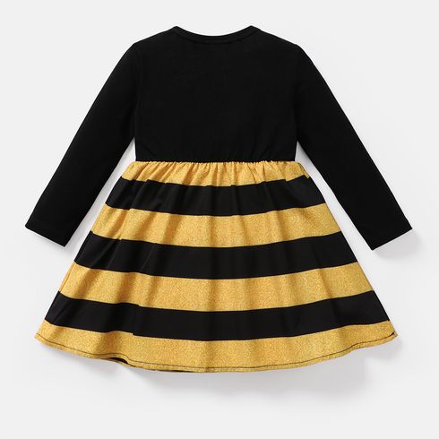 L.O.L. SURPRISE! Toddler Girl Cotton Leopard Print/Stripe Splice Long-sleeve Dress Black big image 4