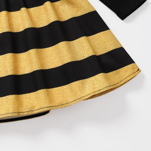 L.O.L. SURPRISE! Toddler Girl Cotton Leopard Print/Stripe Splice Long-sleeve Dress Black big image 5