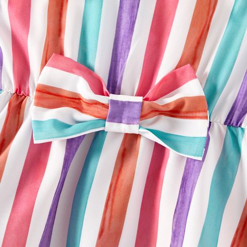 Family Matching Colorful Striped Flutter-sleeve Dresses and Short-sleeve Tee Sets COLOREDSTRIPES big image 7