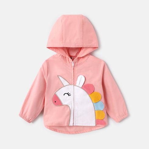 Baby Girl 100% Cotton Unicorn Embroidered Hooded Jacket Coat