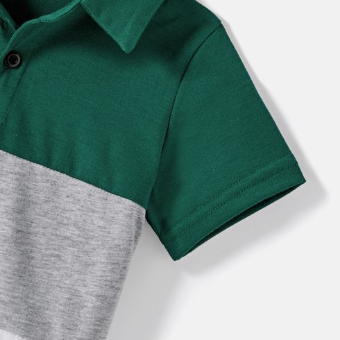 Family Matching Green Lace Spliced Dresses and Short-sleeve Colorblock Polo Shirts Sets Green big image 9