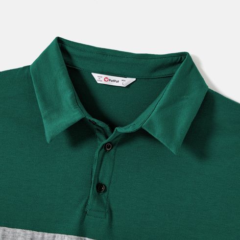 Family Matching Green Lace Spliced Dresses and Short-sleeve Colorblock Polo Shirts Sets Green big image 10