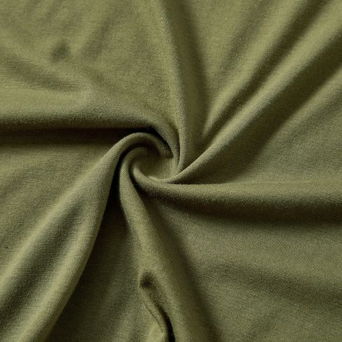 Family Matching Striped & Solid Spliced Short-sleeve Tee Army green big image 14