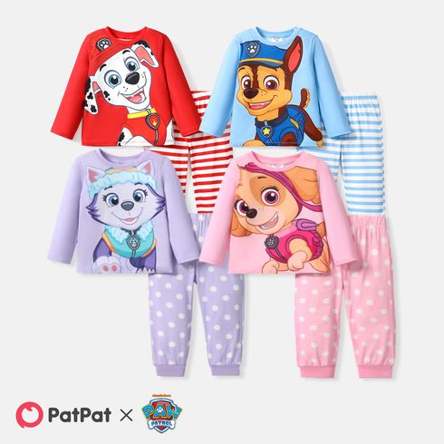 PAW Patrol 2pcs Toddler Girl/Boy Character Print Long-sleeve Tee and Polka dots/Stripe Pants Set
