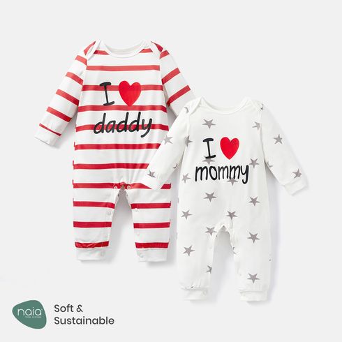 Naia Baby Girl/Boy Letter Print Long-sleeve Jumpsuits