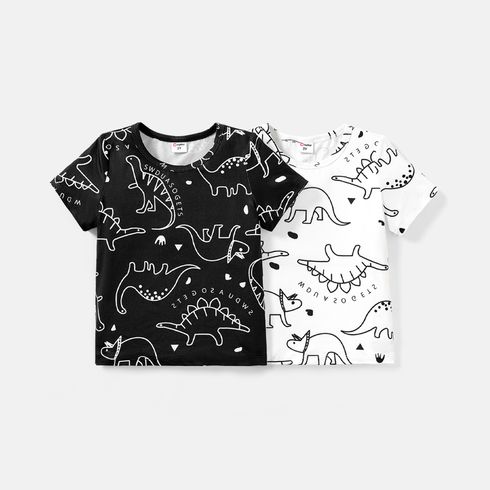 Eco-friendly RPET Fabric Toddler Boy Pretty Animal Dinosaur Print Short-sleeve Tee