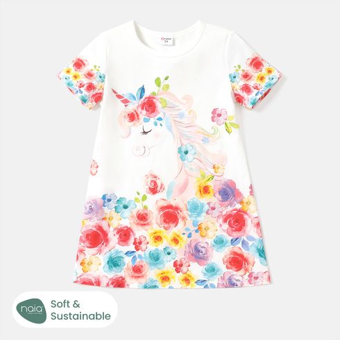 Toddler Girl Allover Floral Print Cotton Short-sleeve Dress