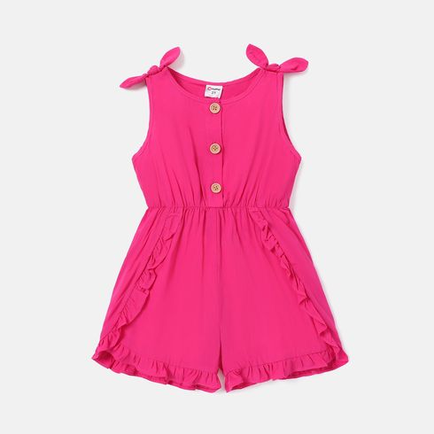 Toddler Girl Hot Pink Ruffled Tank Romper Shorts