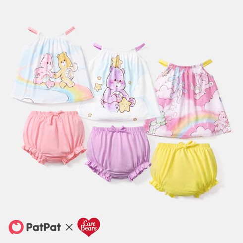 Care Bears Baby Girl 2pcs Bear Print Naia Cami Top and Solid Cotton Shorts Set