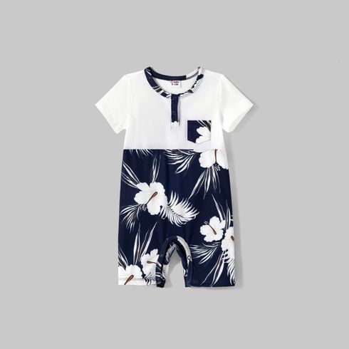Family Matching Cotton Short-sleeve T-shirts and Floral Print Naia™ Spliced Ruffle Trim Cami Dresses Sets ColorBlock big image 14