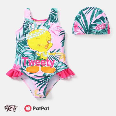 Looney Tunes Kid Girl 2pcs Onepiece Swimsuit and Cap Set