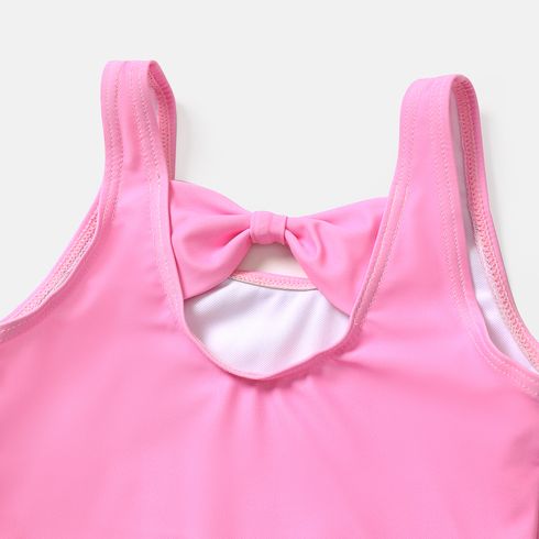 PAW Patrol Toddler Girl Bowknot Design Rainbow Print Sleeveless Onepiece Swimsuit Pink big image 4