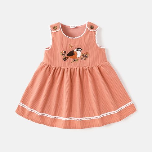 Baby Girl Bird Embroidered Sleeveless Dress