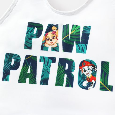 PAW Patrol Sibling Matching Letter Graphic Ruffle Trim One-Piece Swimsuit and Allover Plant Print Swim Trunks Colorful big image 11