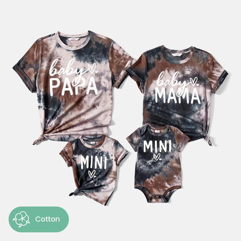 Family Matching Cotton Short-sleeve Letter Print Tie Dye Tee