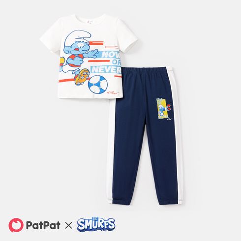 Smurfs 2pcs Toddler Boy Character Print Short-sleeve Cotton Tee and Elasticized Pants Set